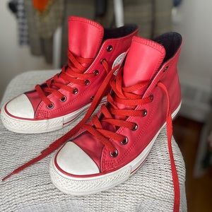 Red Leather Converse Sneakers